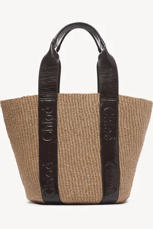 Chloé Bolso tote grande Woody de fibras naturales de comercio justo