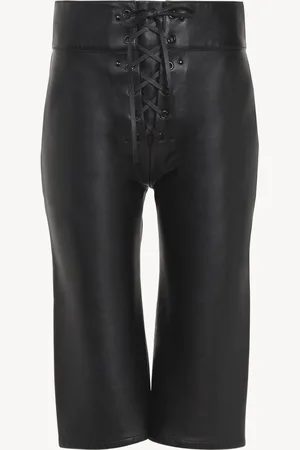 Chloé Pantalones capri de cuero con cordones