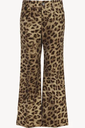 Chloé Pantalones cropped bootcut de terciopelo de algodón con estampado de leopardo