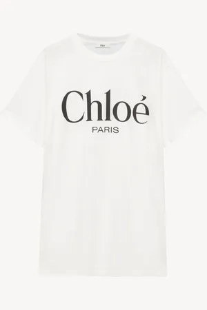 Chloé Camiseta oversize con logotipo de jersey de algodón