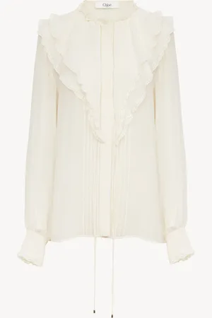 Chloé Blusa con volantes de georgette de seda