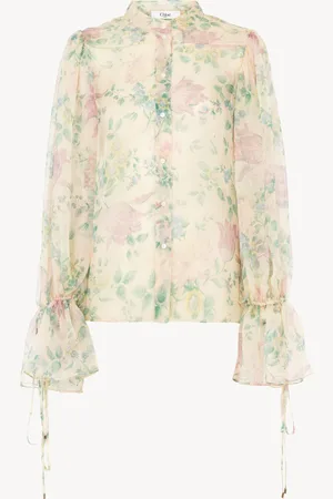 Chloé Blusa de manga abullonada de muselina de seda