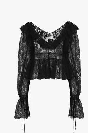Chloé Top cropped de encaje con cuello en V