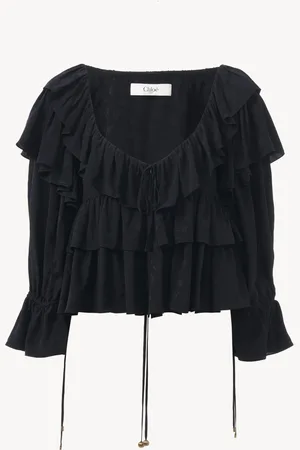 Chloé Top cropped con volantes de viscosa floral