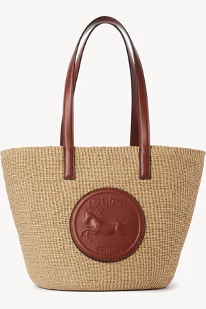 Chloé Bolso cesta Horse Medal grande de fibras naturales