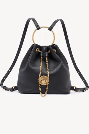 Chloé Mochila Bracelet pequeña de cuero granulado Negro
