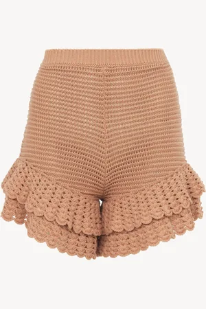 Chloé Minipantalones con volantes de punto de croché