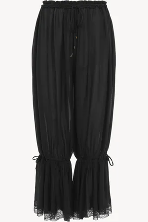 Chloé Pantalones cropped fluidos de seda charmeuse y encaje