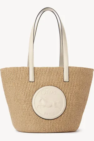 Chloé Bolso cesta Horse Medal grande de fibras naturales