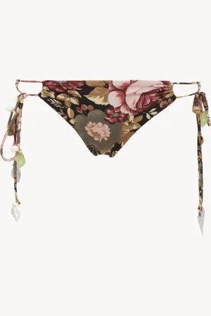 Chloé Parte inferior de bikini con estampado de rosas Negro