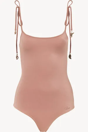 Chloé Bañador de una pieza con tirantes anudados Rosa