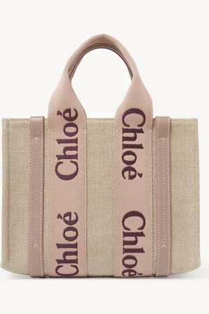 Chloé Bolso tote pequeño Woody de lino