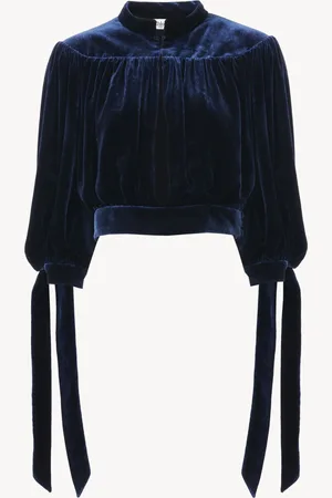 Chloé Top cropped fruncido de terciopelo