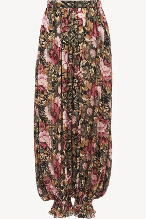 Chloé Pantalones plisados fluidos de seda charmeuse