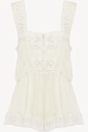 Chloé Top de tirantes fluido de seda charmeuse y encaje