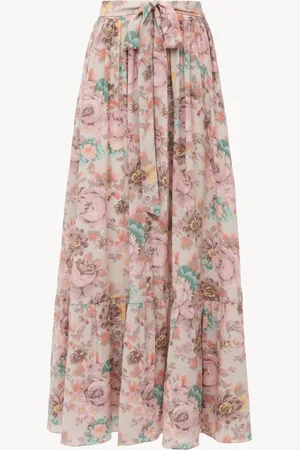 Chloé Falda midi fruncida de crepé de seda china