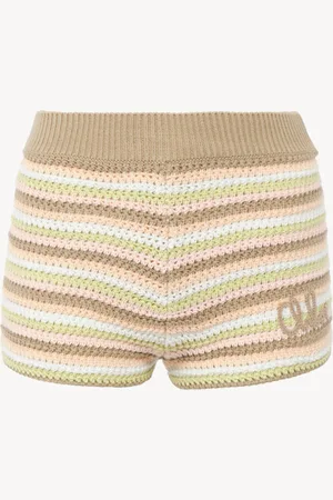 Chloé Minipantalones cortos de talle alto con logotipo de punto de croché de algodón