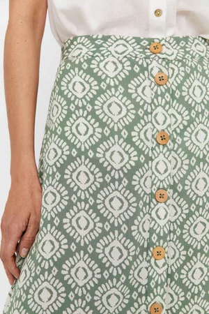 Cortefiel Mujer Estampadas - Falda midi estampada con botones centrales