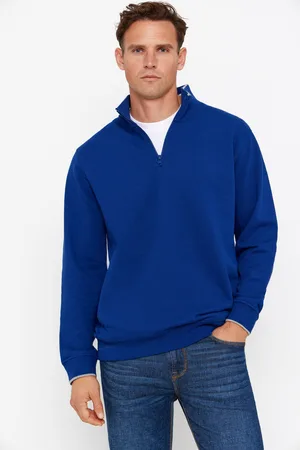 Suéter Halfzip Trenzado Hombre Azul Oscuro