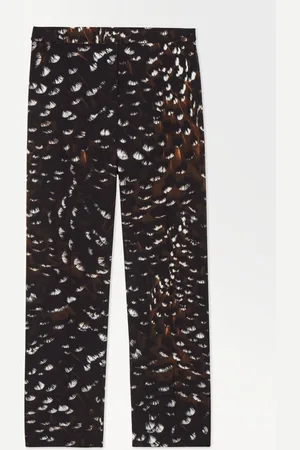 COS THE FEATHER-PRINT SILK TROUSERS