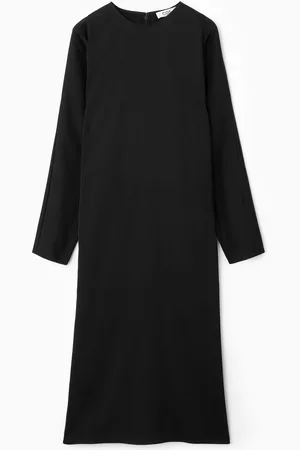 COS BATWING-SLEEVE SATIN SHIFT DRESS