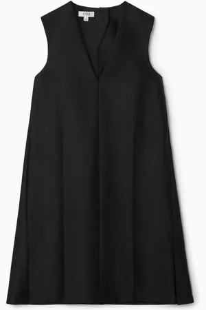 COS BUTTON-DETAIL WOOL-BLEND DRESS