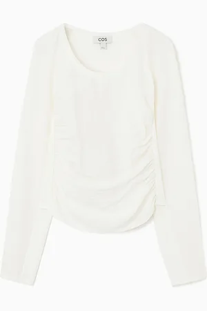 COS SILK-PANELLED SCOOP-NECK TOP