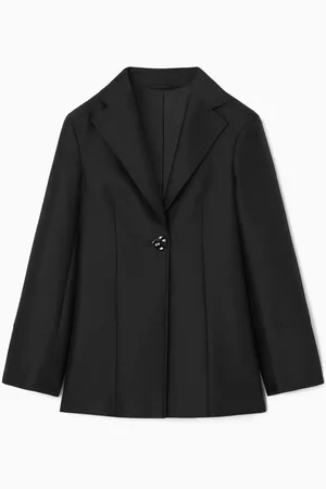 COS SLIM BROOCH-DETAIL WOOL-BLEND BLAZER