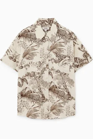 COS BOTANICAL-PRINT SHORT-SLEEVED LINEN SHIRT