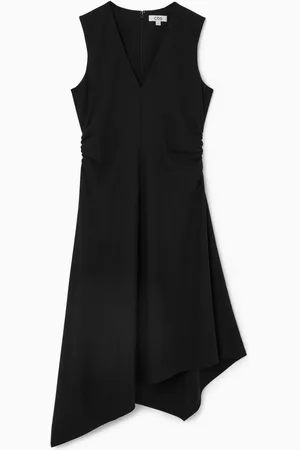 COS GATHERED ASYMMETRIC MIDI DRESS