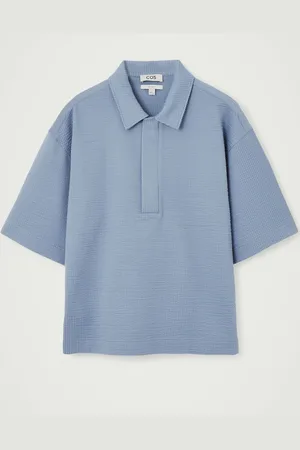 COS SEERSUCKER HALF-ZIP POLO SHIRT