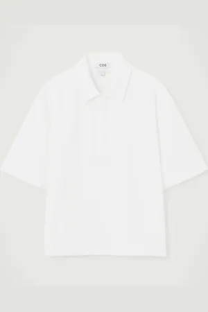 COS SEERSUCKER HALF-ZIP POLO SHIRT