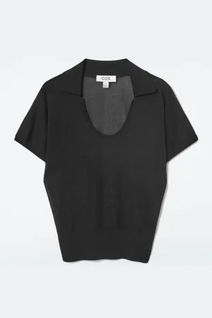 COS SCOOP-NECK KNITTED POLO SHIRT