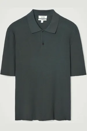 COS SLIM RIBBED-KNIT POLO SHIRT