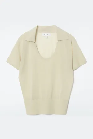 COS SCOOP-NECK KNITTED POLO SHIRT