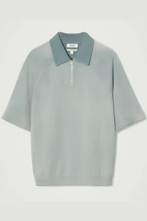 COS ACID-WASH HALF-ZIP POLO SHIRT