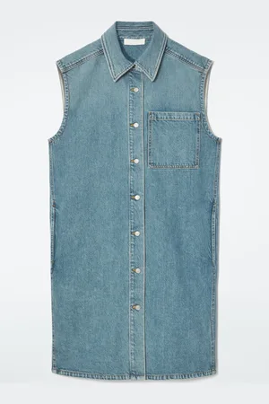 COS SLEEVELESS DENIM MINI SHIRT DRESS