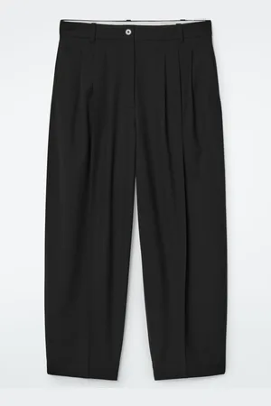 COS PLEATED BARREL-LEG WOOL-BLEND TROUSERS