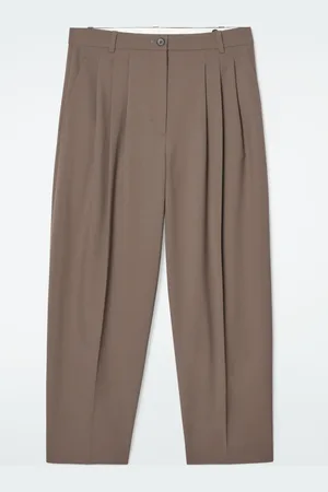 COS PLEATED BARREL-LEG WOOL-BLEND TROUSERS