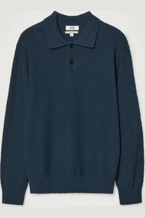 COS BOUCLÉ-KNIT LONG-SLEEVED POLO SHIRT