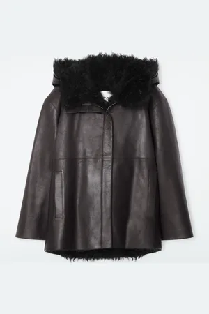 COS SHEARLING-LINED NAPPA HOODED JACKET