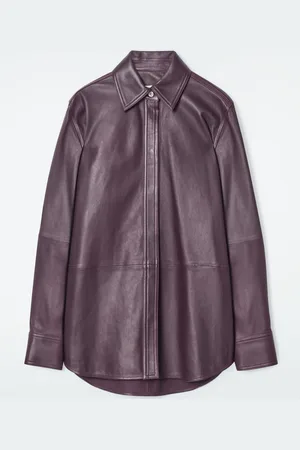 COS RELAXED TOPSTITCHED LEATHER SHIRT