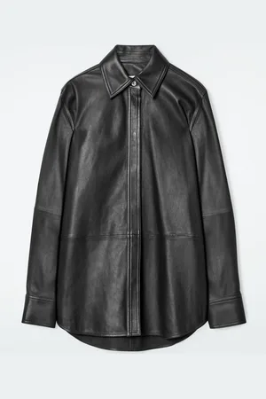 COS RELAXED TOPSTITCHED LEATHER SHIRT