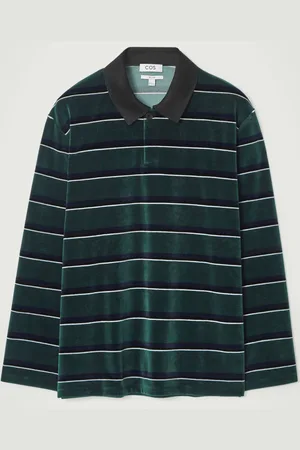 COS STRIPED VELVET LONG-SLEEVED POLO SHIRT
