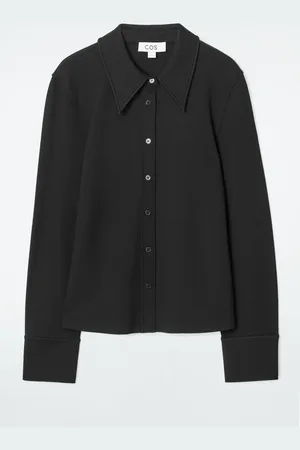 COS SLIM EXAGGERATED-COLLAR JERSEY SHIRT