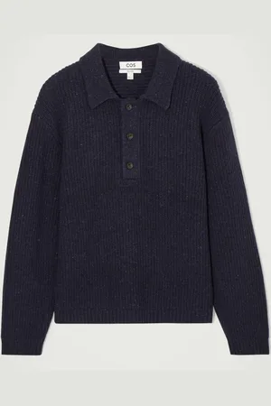 COS RIBBED WOOL AND CASHMERE-BLEND POLO SHIRT