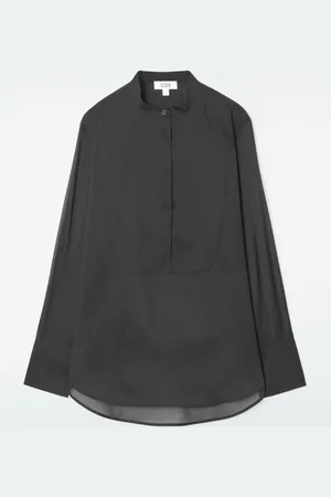 COS RELAXED SHEER SILK TUXEDO SHIRT