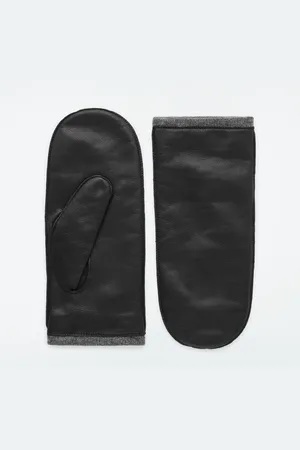 COS CASHMERE-LINED LEATHER MITTENS