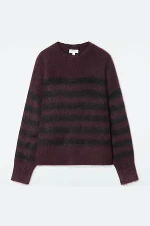 COS STRIPED BRUSHED-MOHAIR CREW-NECK JUMPER