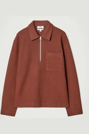 COS HALF-ZIP BOILED-WOOL JUMPER